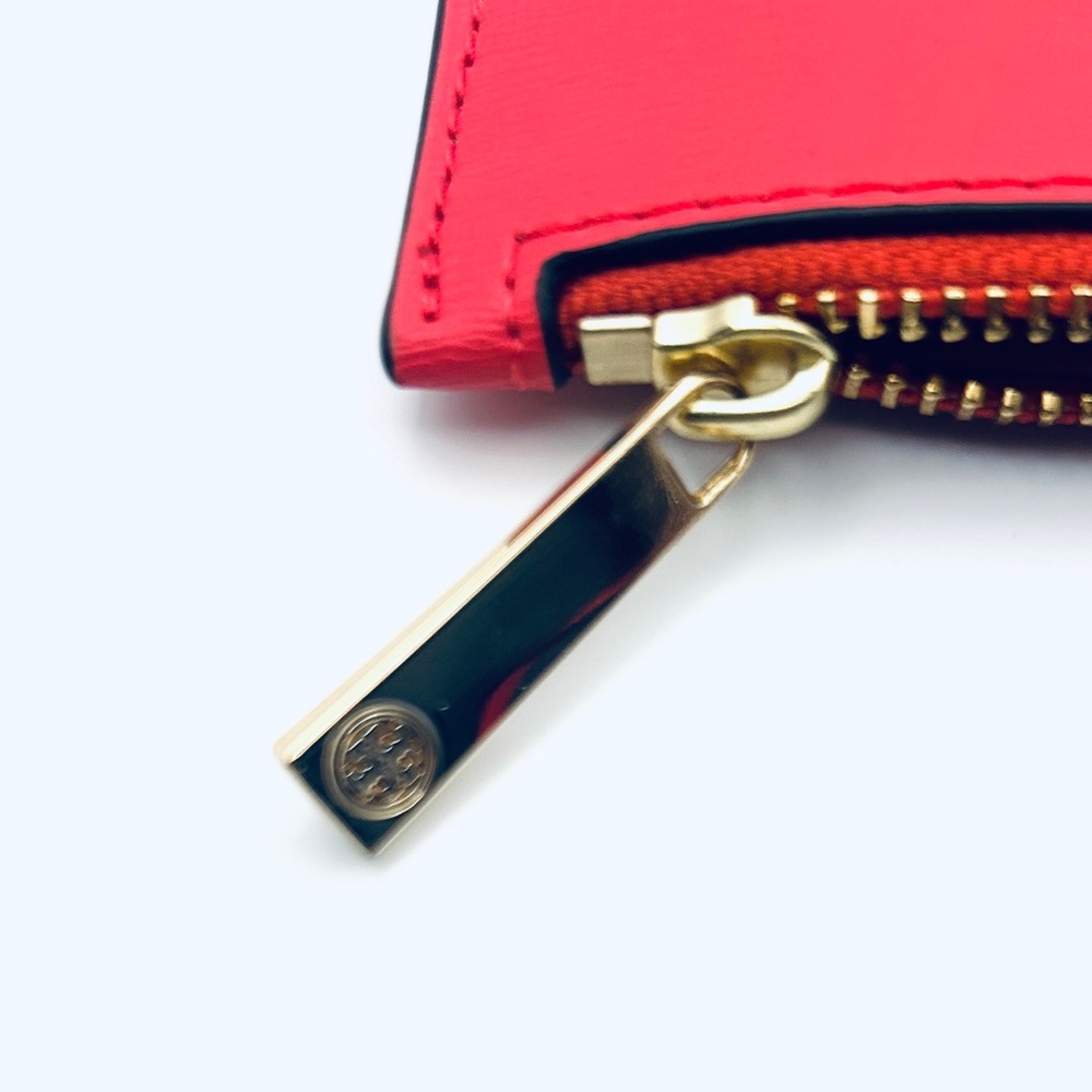 Tory Burch Coral Leather Wristlet Card Case with Gold Logo - Picture 5 of 8